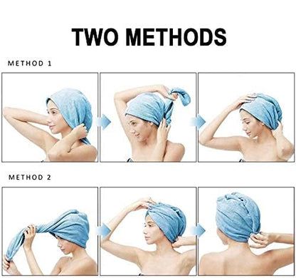Kipzy Microfiber Hair Towel with Button, Hair Turbans for Wet Hair, Head Towel to Dry Hair Quickly (Beige, Lavender, Peach)