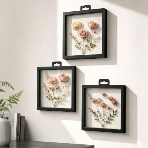 3D Floating Display Case Wall Mount 7.09x7.09 in Double Film Frame for Jewelry Medals