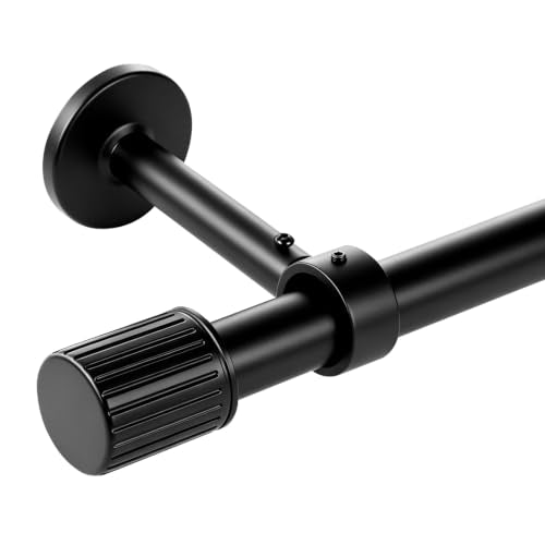 Heavy Duty Steel Curtain Rod, Adjustable 72-86 Inch, Rustic Industrial Black - Includes Mounting Brackets