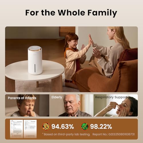 Provirtec MistFree Evaporative Humidifier for Bedroom - Easy to Clean, Auto Mode