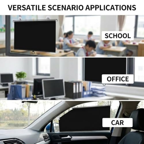 Blackout Window Shade with Suction Cups - 26x48 Inches, No Drill, Portable, Removable, Light Blocking for Home, Office, Car - Black Variation