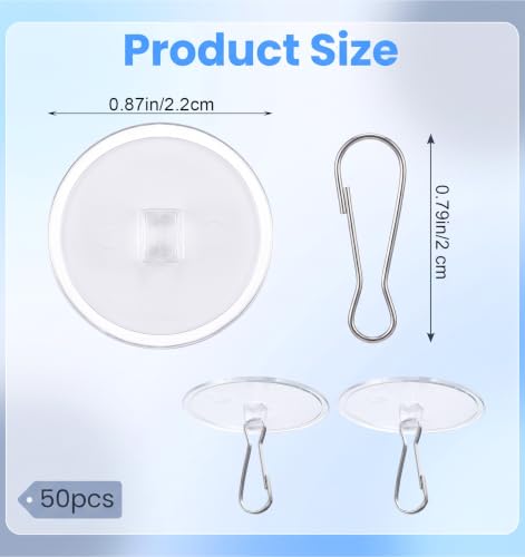 50 Pack Adhesive Ceiling Hooks No-Drill Wall Mounts for Light Decorations