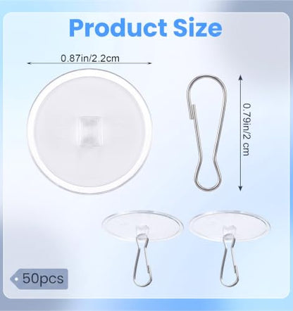 50 Pack Adhesive Ceiling Hooks No-Drill Wall Mounts for Light Decorations