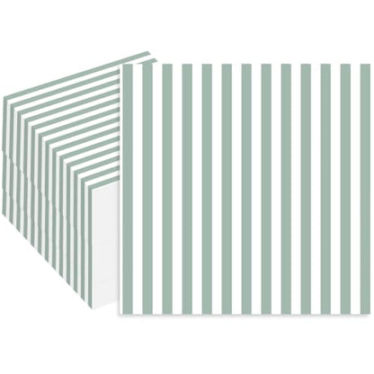 Green Striped Cocktail Napkins 5x5 Inches - 100 Count, Non-Toxic Ink