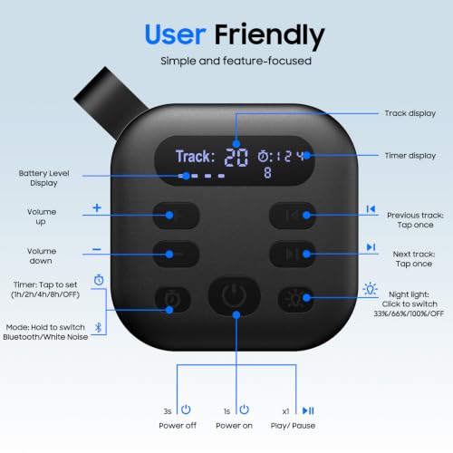 Black White Noise Machine & Portable Sound Machine for Baby & Adults