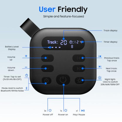 Black White Noise Machine & Portable Sound Machine for Baby & Adults