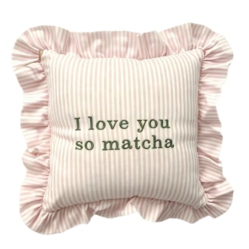 14x14 Inch Heartwarming Matcha Throw Pillow - Cute Home Decor