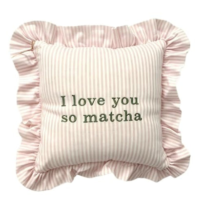 14x14 Inch Heartwarming Matcha Throw Pillow - Cute Home Decor