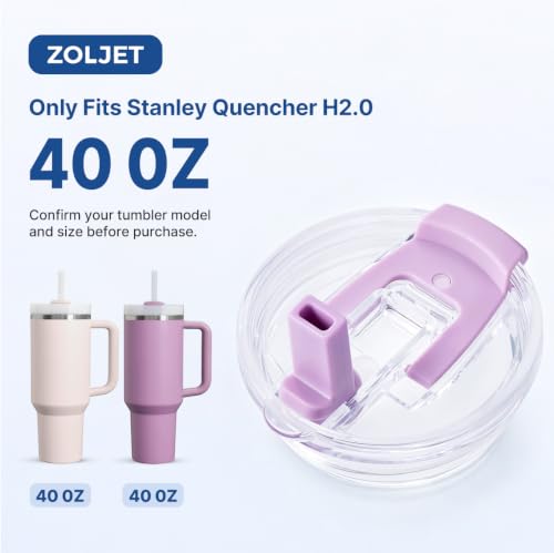 Replacement Flip Straw Lid for Stanley Quencher H2.0 40oz Water Bottle - White