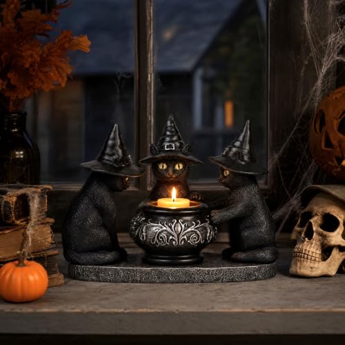 Halloween Black Cat Decorations - Resin Gothic Tabletop Centerpiece - Cat Variation