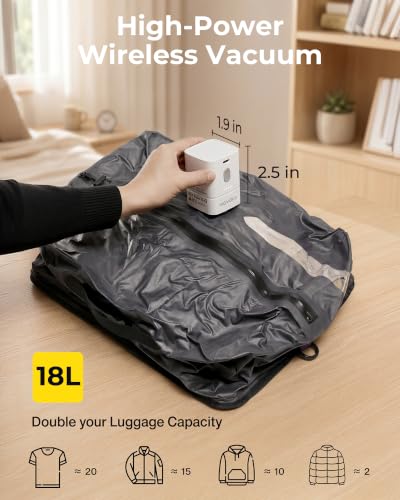 MOVOCA Travel Vacuum Bags with Pump 3 Pack Compression Packing Cubes - 18L+24L Variation