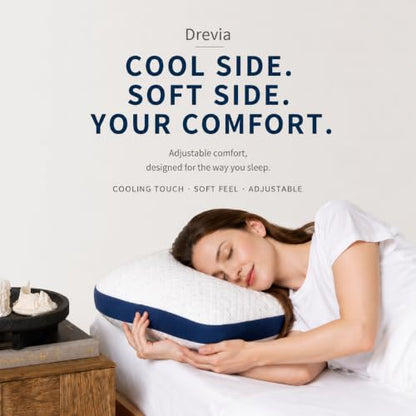 Queen Size Cooling Shredded Memory Foam Pillow Set of 2 - Adjustable Support, White