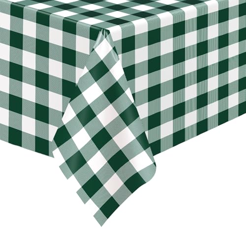 Green and White Gingham Disposable Tablecloths 54x108 Inch 4 Pack