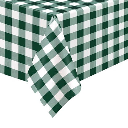 Green and White Gingham Disposable Tablecloths 54x108 Inch 4 Pack