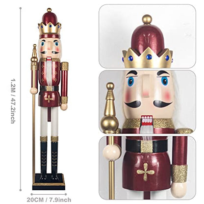 Large 4ft King Christmas Nutcracker Figurine - Wooden Holiday Decor for Front Door & Fireplace (Variation of THIS listing)