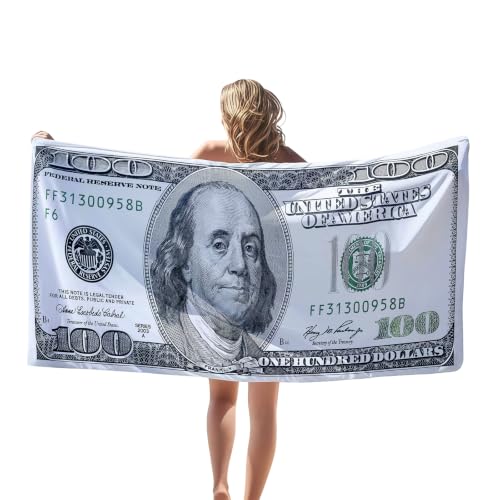 Funny $100 Bill Beach Towel for Kids & Teens – Microfiber Pool & Bath Towel