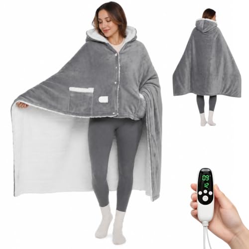 Wearable Heated Blanket with 9 Heat Levels and 12H Timer - Full Coverage, Safe & Fast Heating