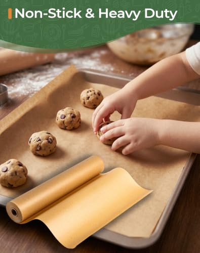 Unbleached Baking Parchment Paper Roll - 15 Inch, Heavy Duty & Food Safe