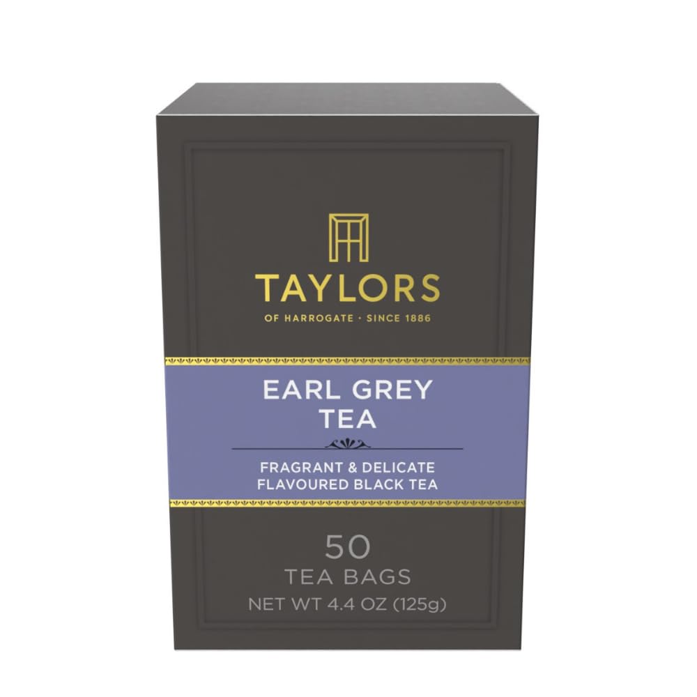 Taylors of Harrogate Earl Grey Black Tea - Fragrant & Delicate, 50 Pillow Bags for Hot or Iced Enjoyment