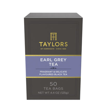 Taylors of Harrogate Earl Grey Black Tea - Fragrant & Delicate, 50 Pillow Bags for Hot or Iced Enjoyment