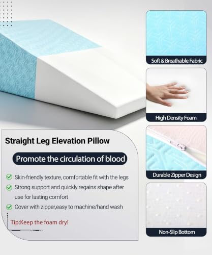 Knee Surgery Pillow Double Leg Elevation Wedge for Swelling & Circulation