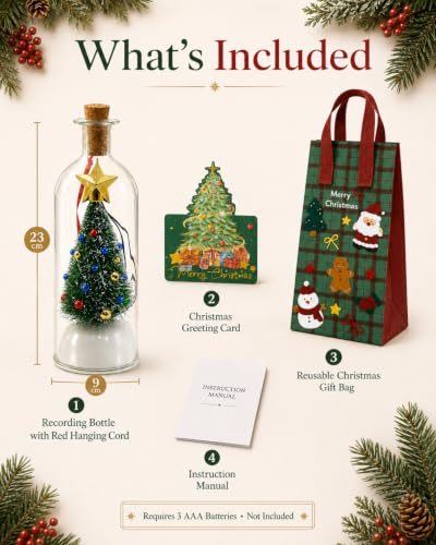 Green 3PCS Recordable Christmas Tree Message Bottle Ornaments - Holiday Decor