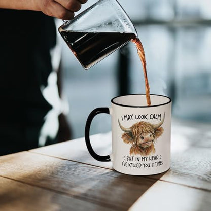 Funny Highland Cow Mug 11oz - Sarcastic Animal Gift for Coffee Lovers