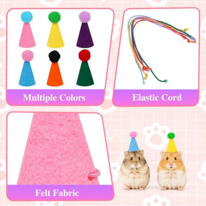 Mini Felt Party Hats for Stuffed Animals Dogs Cats Dolls - Multicolor 12pcs
