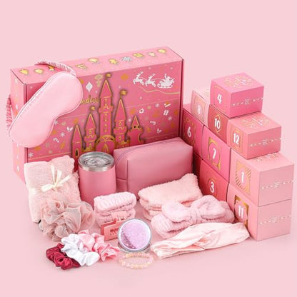 Pink 12-Day Beauty Advent Calendar for Women & Teen Self Care Gift Box