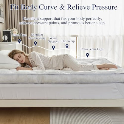 Queen Size 5 Inch Memory Foam Mattress Topper - Supportive, Breathable & Soft Pillow Top