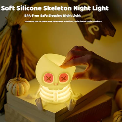 RGB Silicone Skull Night Light Kids Skeleton Lamp with Touch Control - Colorful Skull 01