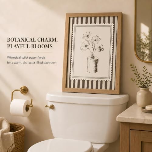 Funny Toilet Paper Flowers Wall Art - 10x8 Inches Bathroom Canvas Decor - Variation of THIS listing
