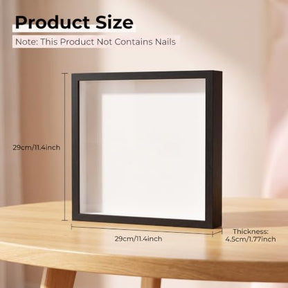 Travel Memory Shadow Box Frame 11.4x11.4 Inch Black with Top Slot for Tickets