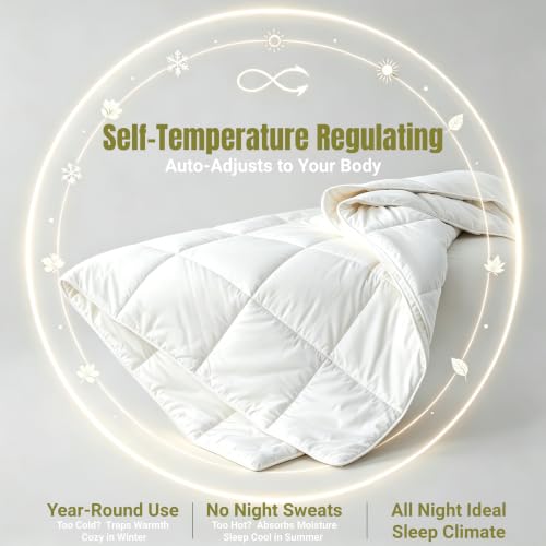 Queen Australian Wool Comforter All Season Breathable Duvet Insert