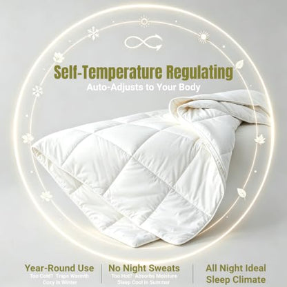 Queen Australian Wool Comforter All Season Breathable Duvet Insert
