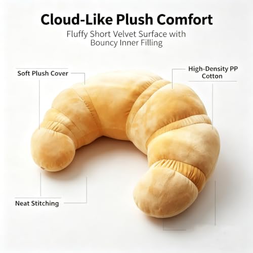 Giant Croissant Body Pillow - Soft Plush Full Body Cushion for Side Sleeping - 1PC