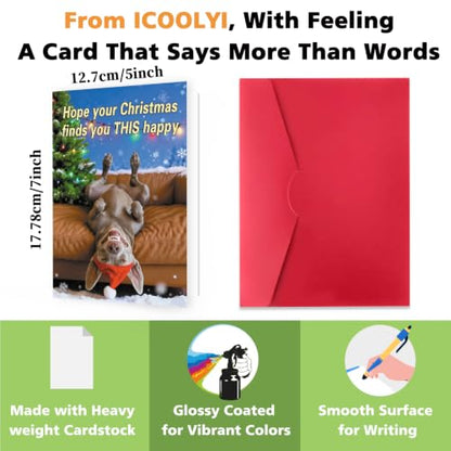 Funny Christmas Card with Dog Santa Hat - Humorous Holiday Greeting Card - WY-477