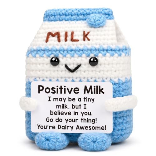 Crochet Animal Milk Carton Figurine - Positive Gift for Coworkers & Friends