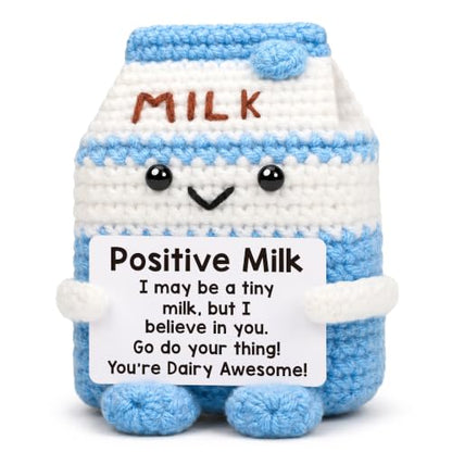 Crochet Animal Milk Carton Figurine - Positive Gift for Coworkers & Friends