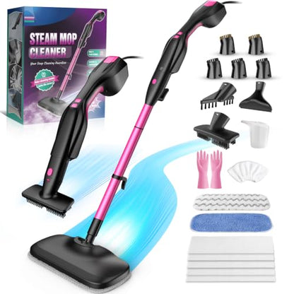 High Temp Steam Mop Cleaner with 18 Attachments for Deep Floor & Surface Cleaning