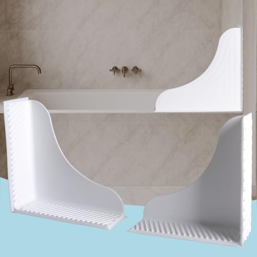 Shower Splash Guard for Bathtub - White Silicone Corner Water Barrier