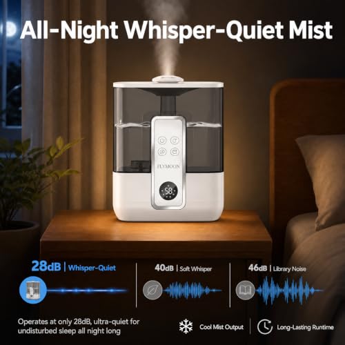 Top Fill 5L Ultrasonic Cool Mist Humidifier - White, Whisper-Quiet, Adjustable