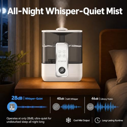 Top Fill 5L Ultrasonic Cool Mist Humidifier - White, Whisper-Quiet, Adjustable