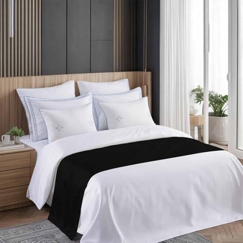 102x20 Inch Black Satin Bed Runner for Cal King Size Bed - Modern Farmhouse Decor