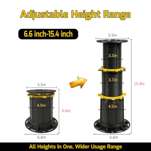 Adjustable Bed Support Legs 6.6-15.4 Inches - 2 Pack All Heights in One