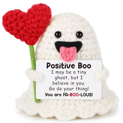 Positive Boo Ghost Encouragement Gift - Crochet Halloween Classroom Decor