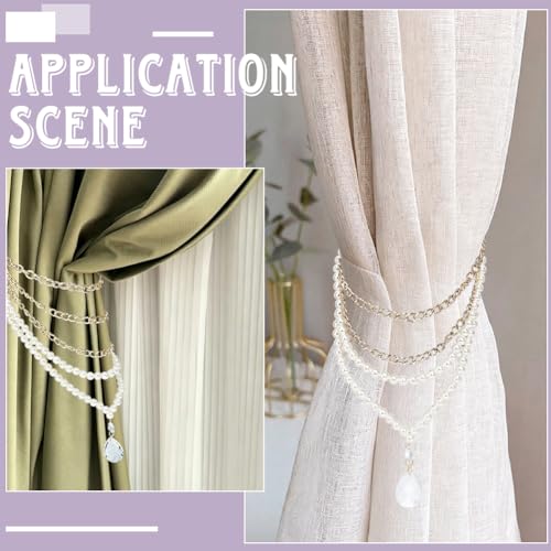 Pearl Chain Curtain Tiebacks - Gold Beaded Drapery Holdbacks with Metal Clasp - 10 Pack, 5 Styles - Pearl Variation of THIS listing