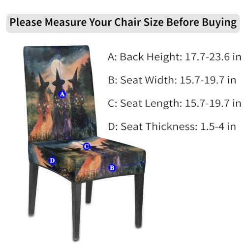 Halloween Witches Dining Chair Covers 2 Pack - Festive Kitchen Decor Variation 2