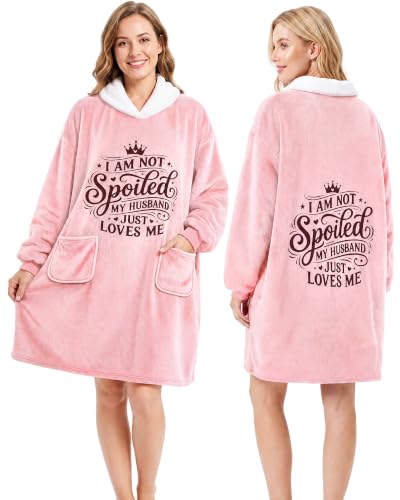 Pink Wearable Blanket Hoodie for Women - Cozy Gift for Wife from Husband