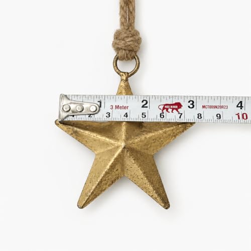 Rustic Brass Star Garland Handmade Christmas Ornament 24 Inch - Farmhouse Decor